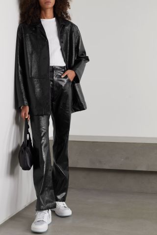 long leather coat