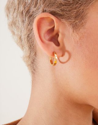 14ct Gold-Plated Crystal Star Chunky Hoops