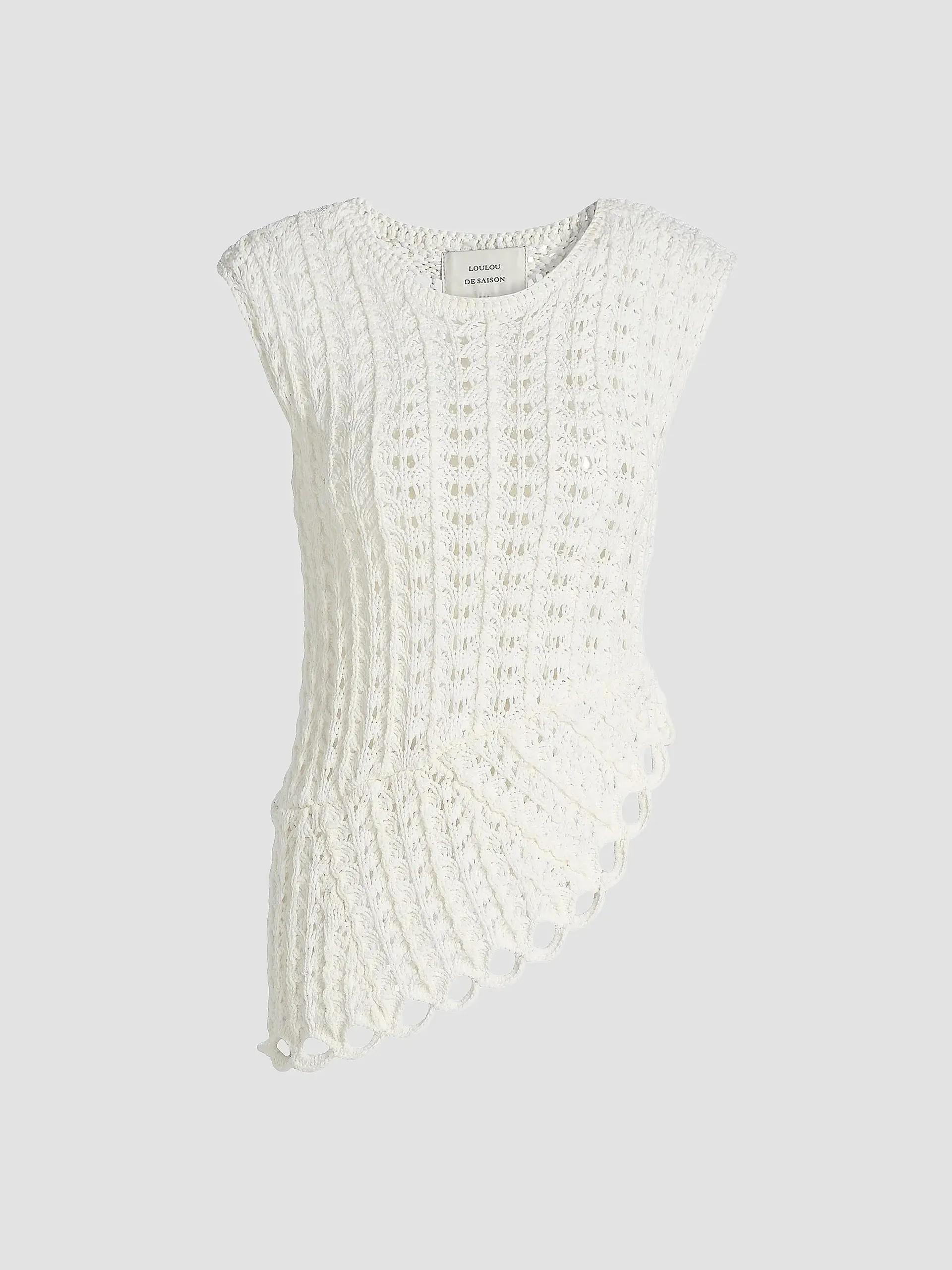 Saez Crochet Asymmetric Sleeveless Top