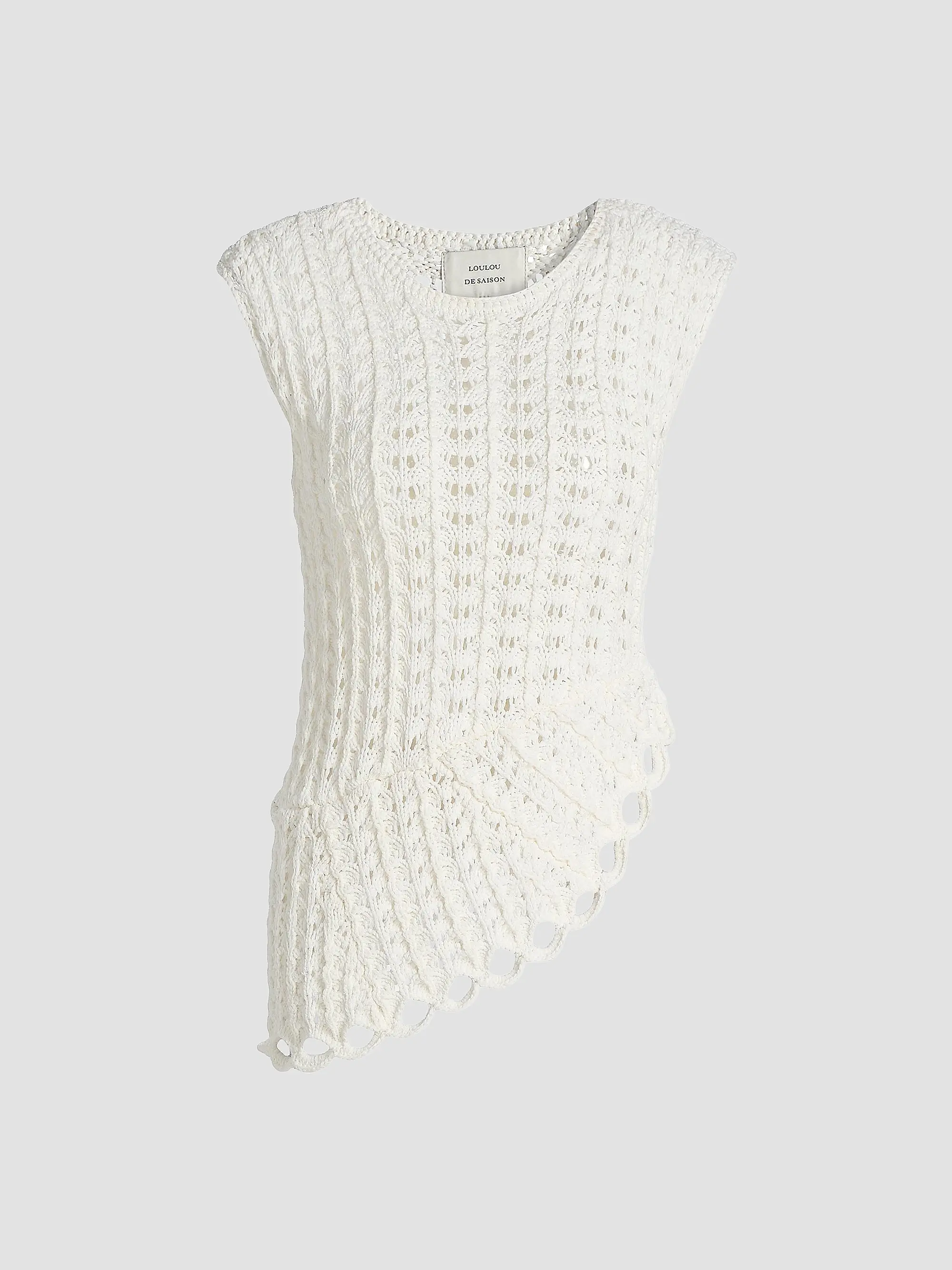 Saez Crochet Asymmetric Sleeveless Top