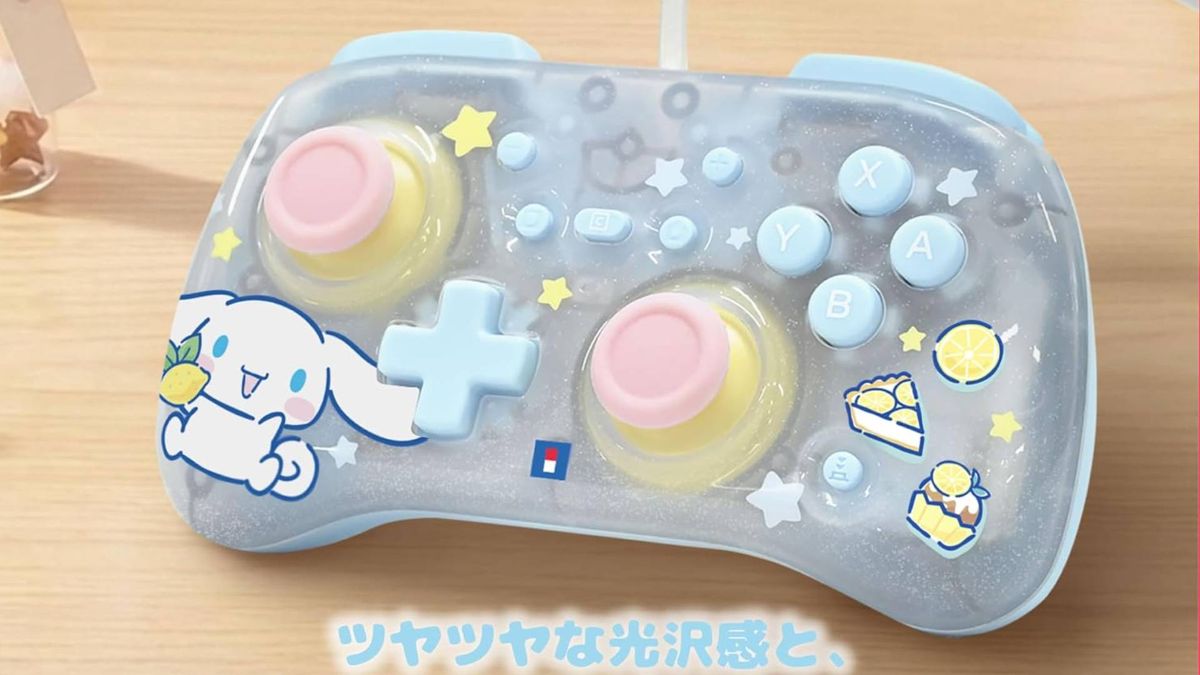 Close of up the Cinnamoroll Nintendo Switch 2 controller by Hori.