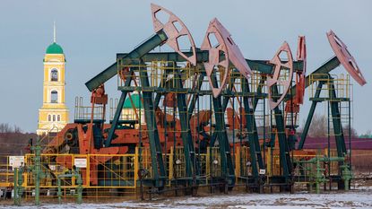 Oil pumping jacks in Russia