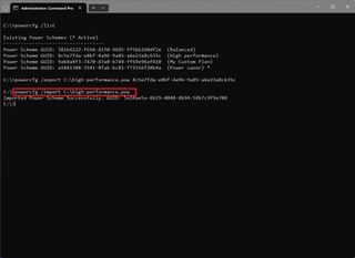 Powercfg import plan