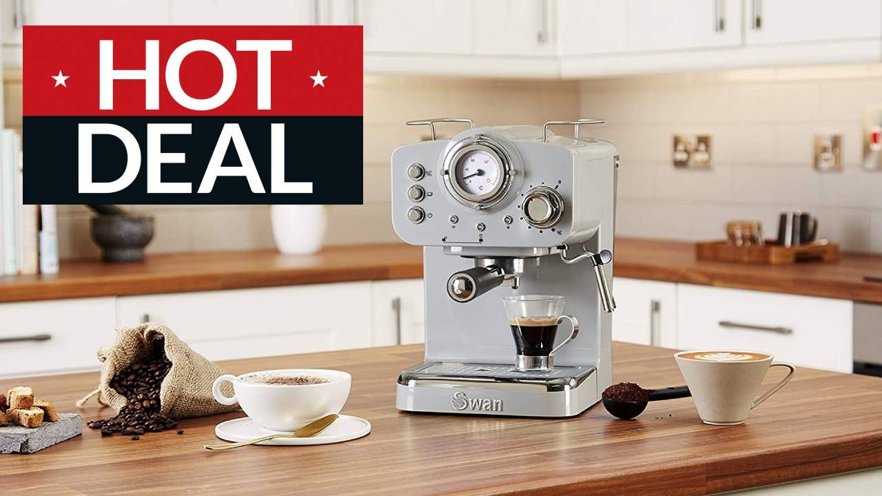 Amazon coffee machine deals, Swan Retro Pump Espresso Machine deal