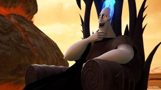 Hades in Kingdom Hearts 3 sitting on a throne