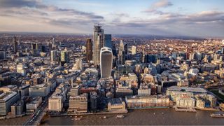 The London skyline at sunset