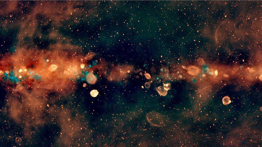 Portion of the GLEAM/GLEAM-X view of the Milky Way galaxy. 