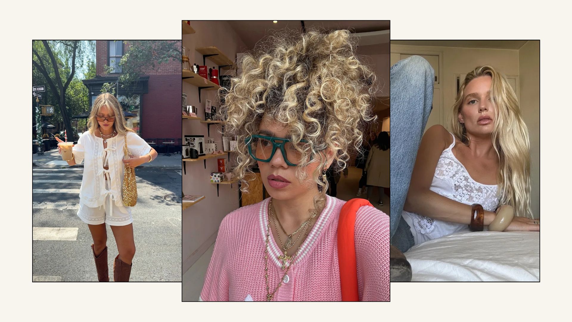 Three women with different shades of blonde in their hair