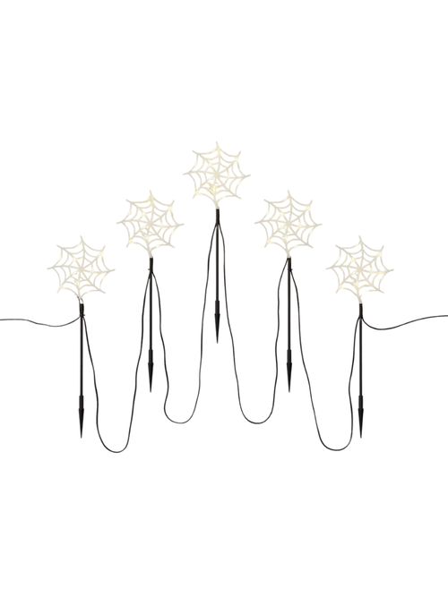 5ct LED Halloween Twinkle Spiderweb Stake Lights 