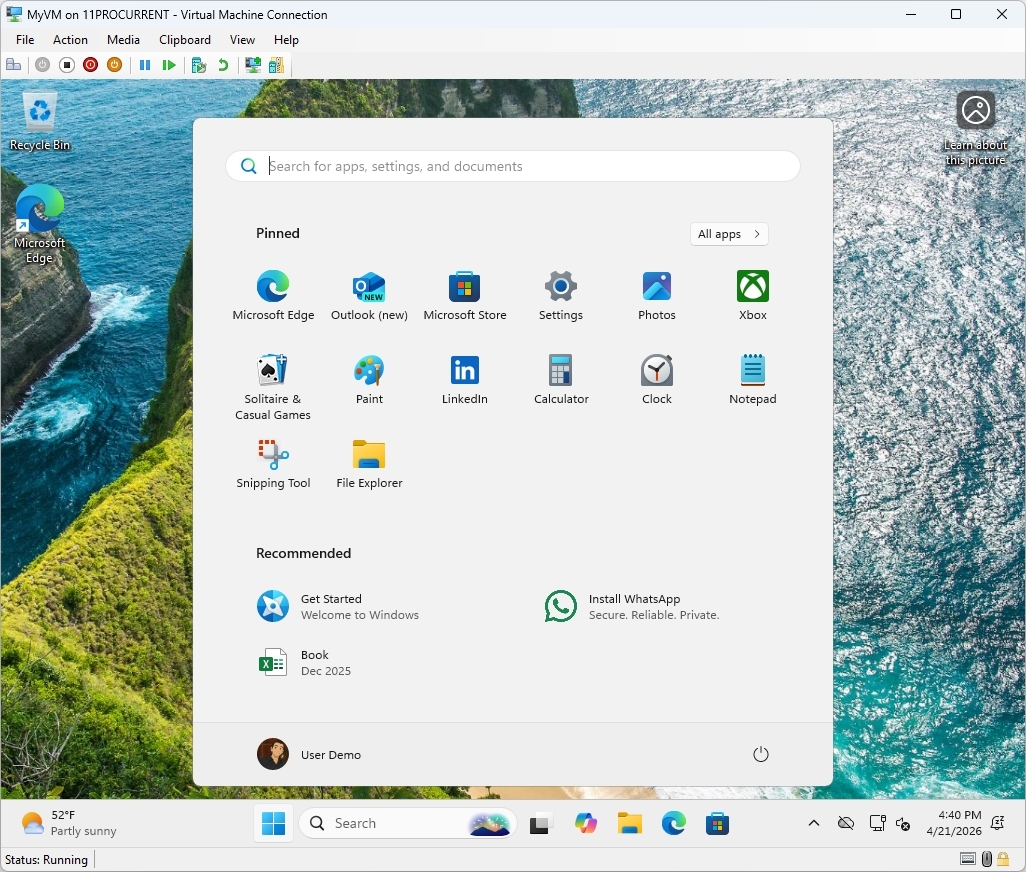 Hyper-V VM running Windows 11