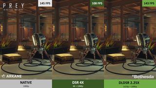Screenshot showing how Nvidia's DLDSR compares to DSR and native resolution