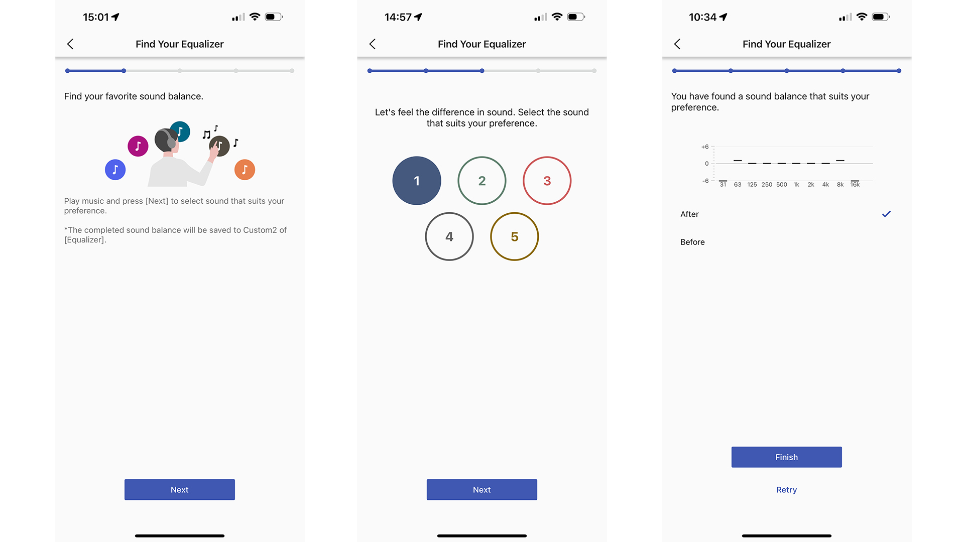 Sony's Find your equaliser setting in its Sound Connect app