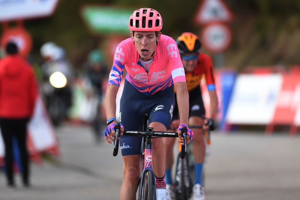 ALTO DE LA FARRAPONA LAGOS DE SOMIEDO SPAIN OCTOBER 31 Arrival Hugh Carthy of The United Kingdom and Team EF Pro Cycling during the 75th Tour of Spain 2020 Stage 11 a 170km stage from Villaviciosa to Alto de La Farrapona Lagos de Somiedo 1708m lavuelta LaVuelta20 La Vuelta on October 31 2020 in Alto de La Farrapona Lagos de Somiedo Spain Photo by David RamosGetty Images