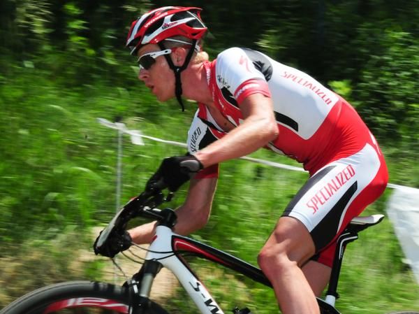 Max Plaxton (Specialized) rides with the leaders