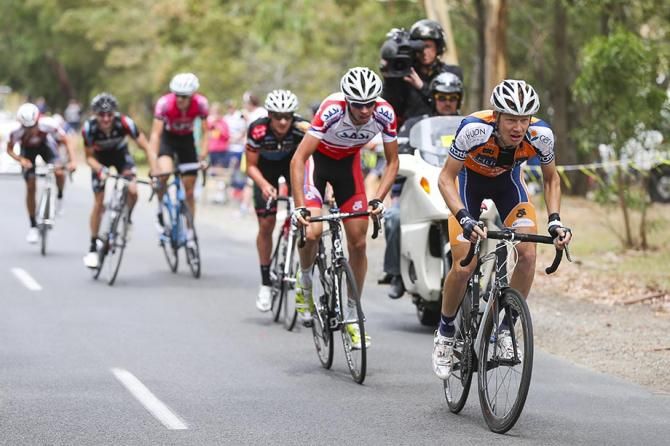 Jack Haig attacks on the final climb.