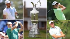 The Claret Jug and four golfers 