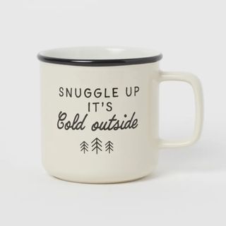 A festive mug in simple slogan style