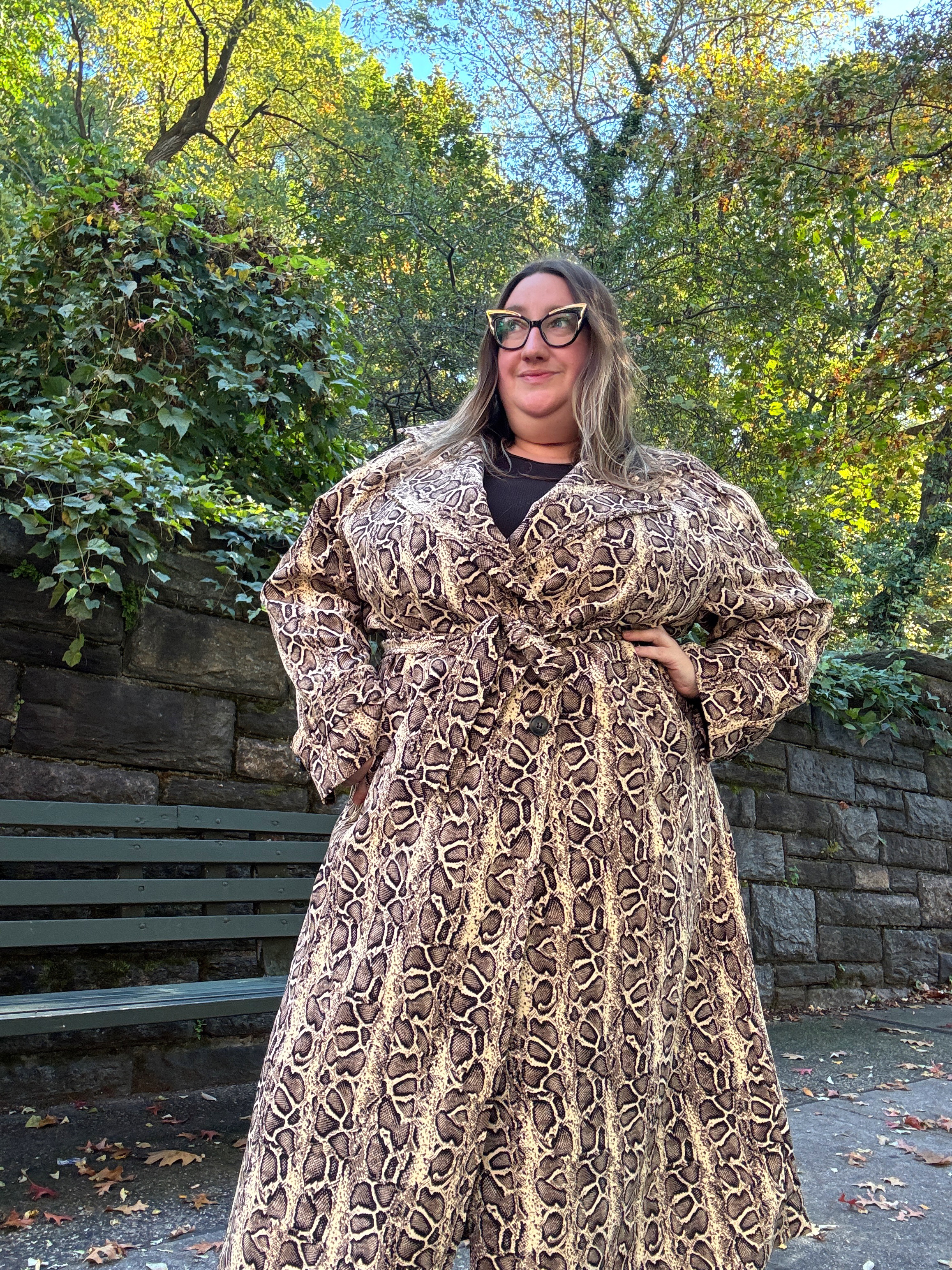 Sarah Chiwaya wearing an animal print jacket