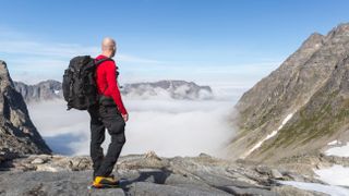 man enjoying a mountain view