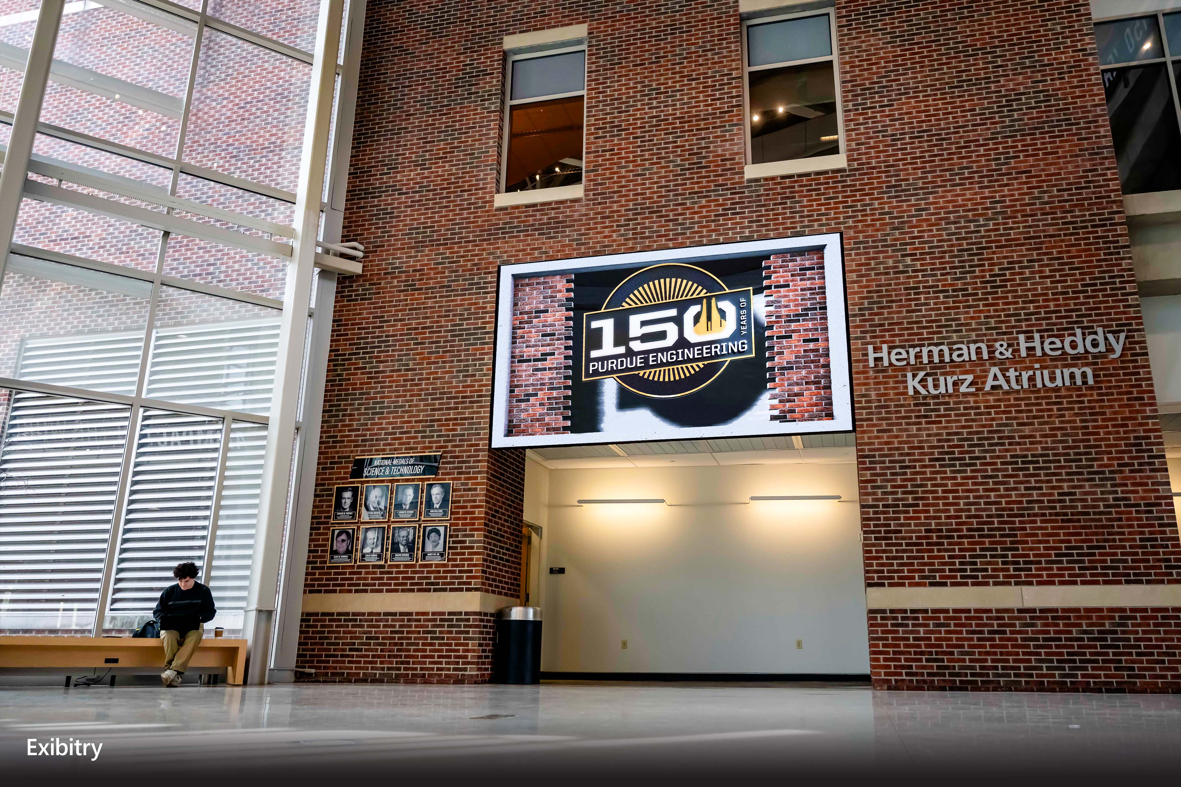 The new LED displays showcasing space and and astronaut at Purdue University.