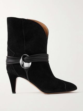 Dytho Embellished Leather-Trimmed Suede Ankle Boots