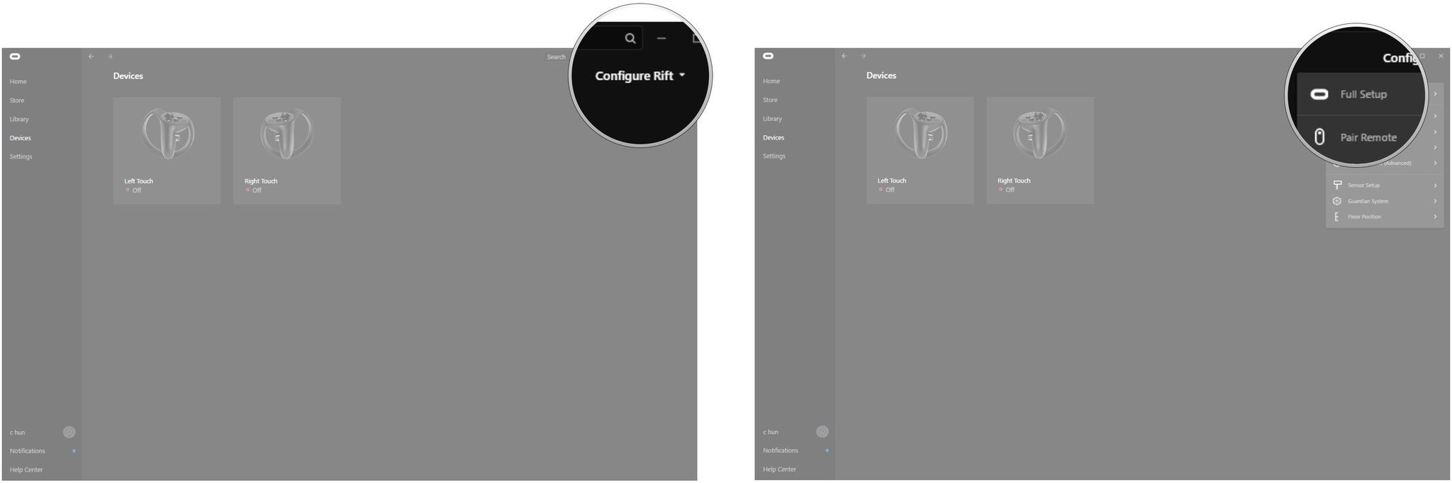 Click Configure Rift. Click Full Setup.
