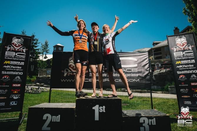 Women's Whistler stage winners. Kim Hurst finally got her top step.