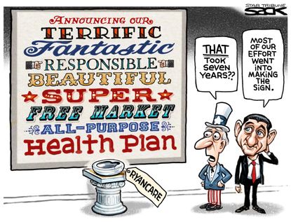 Political Cartoon U.S. Paul Ryan GOP free market health care replacement