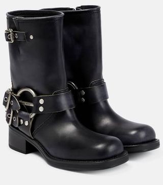 Buckled Leather Ankle Boots