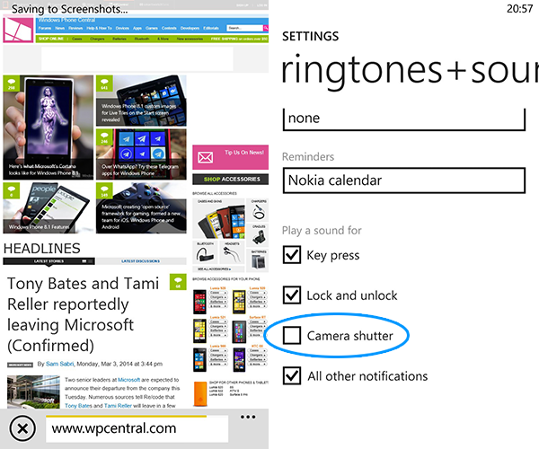 Want to turn off the screenshot sound in Windows Phone? There's a ...