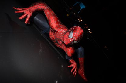 Spider-Man in the Halloween Costume exhibit at the Victoria and Albert museum.
