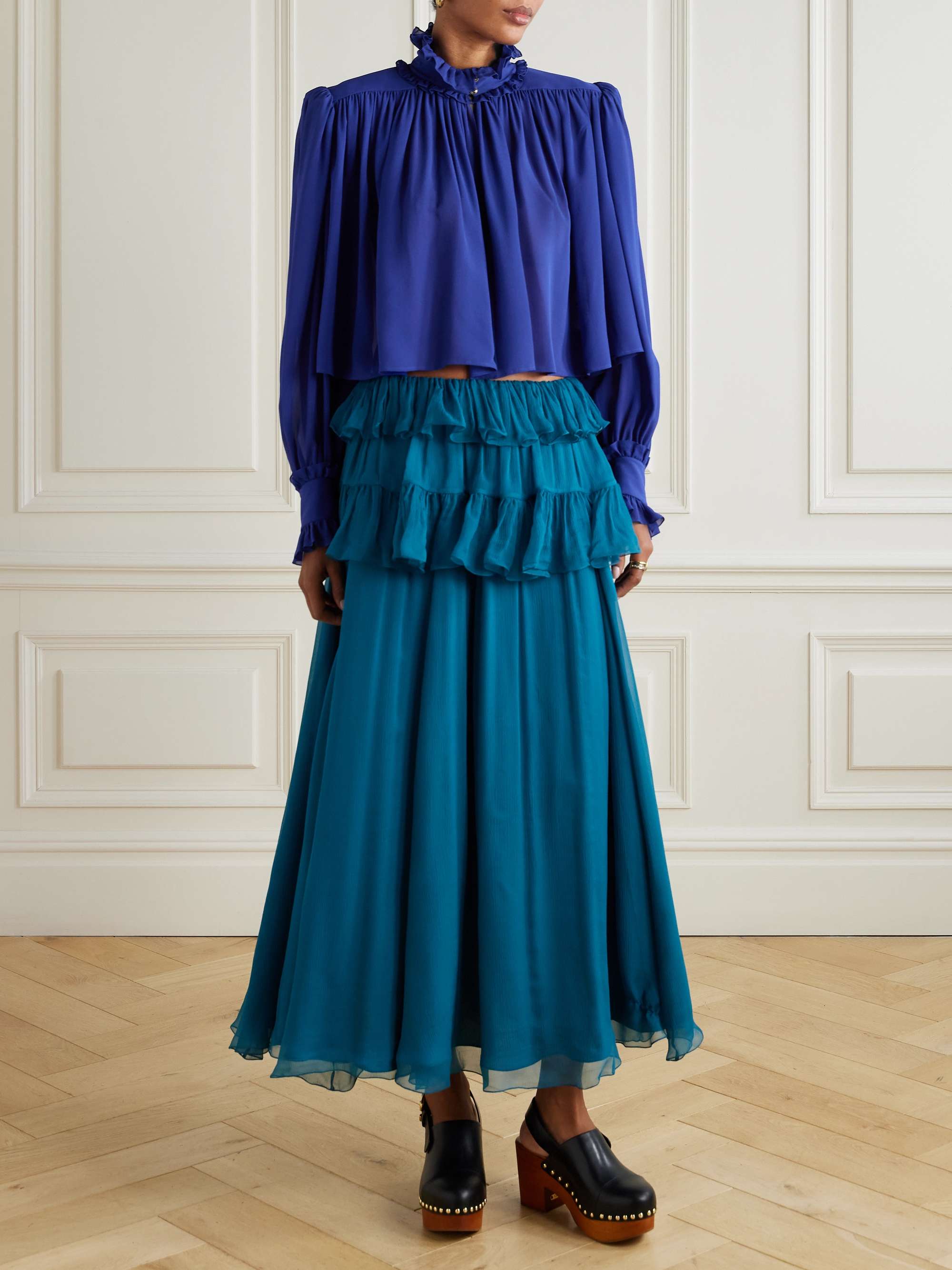 Ruffled Silk-Georgette Blouse