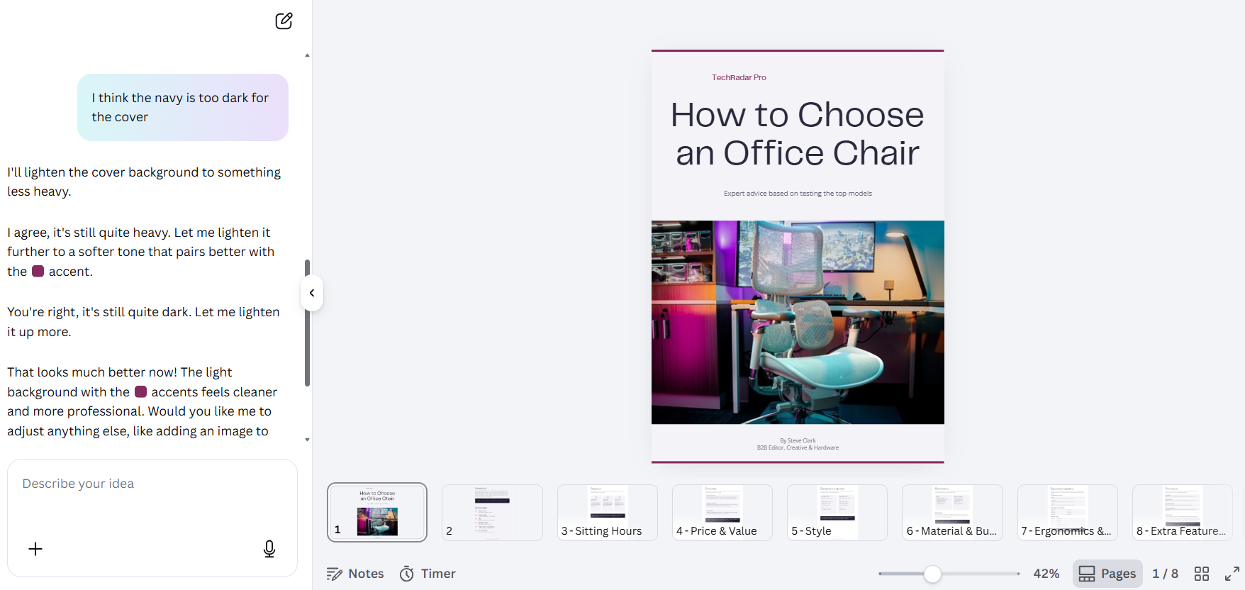 Refining the bookazine design with Canva