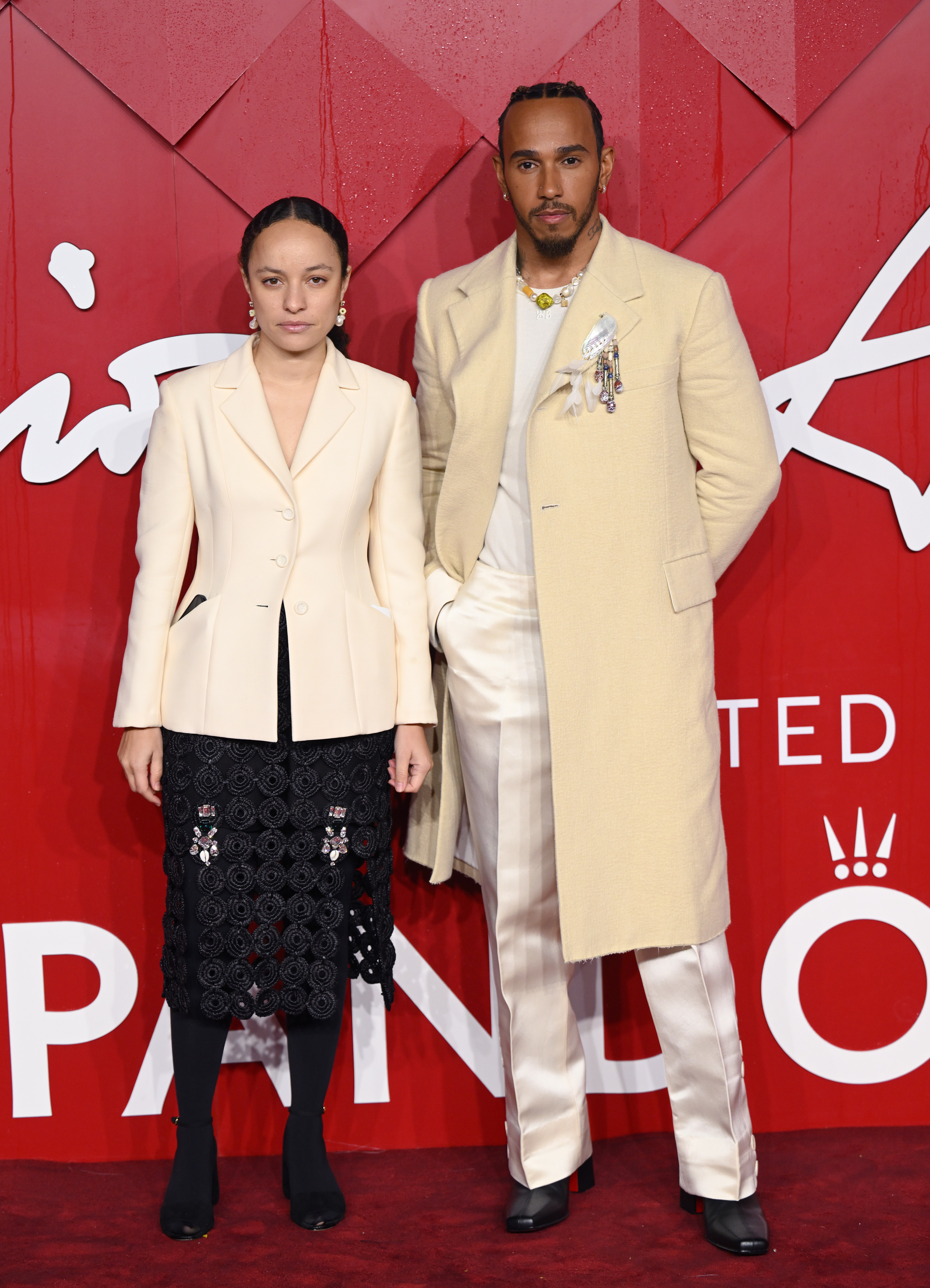 Grace Wales Bonner and Lewis Hamilton attend The Fashion Awards 2023