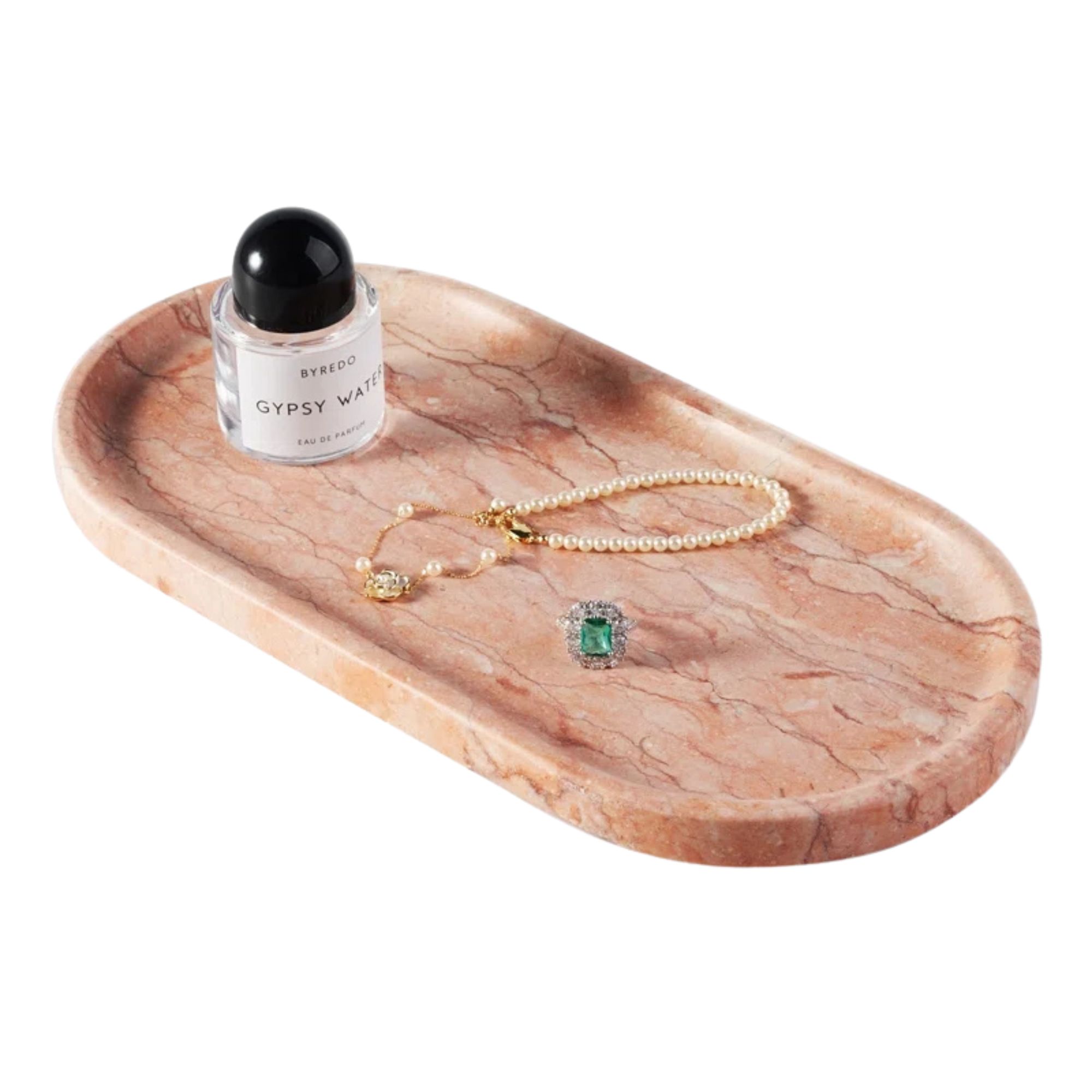 Wayfair, Winston Porter Guein Oval Natural Marble Tray (Spring Rose)