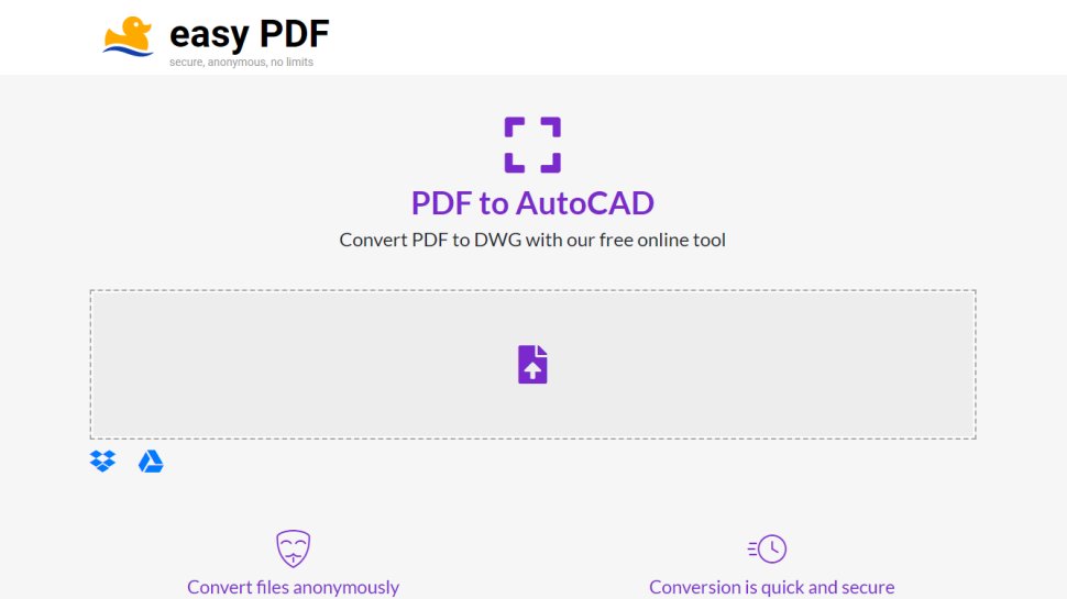 Tangkapan layar situs web untuk EasyPDF PDF to AutoCAD Converter