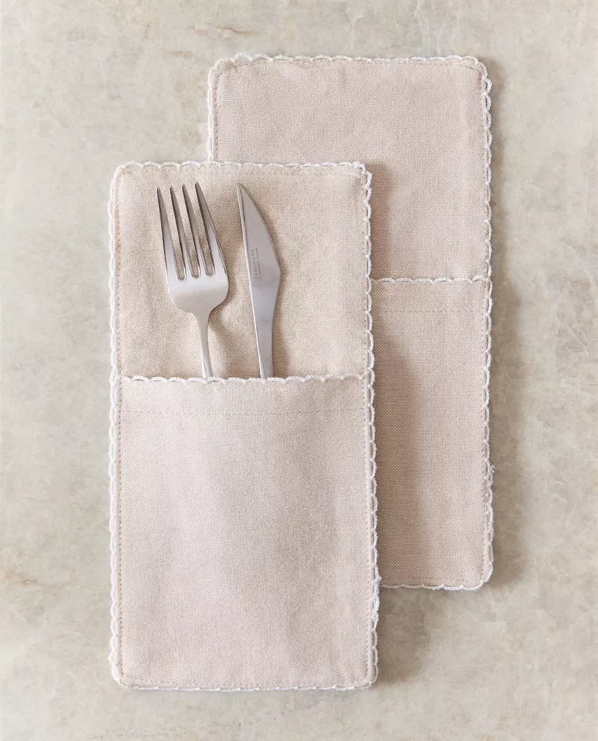 zarahome, Set of Cotton Flatware Pouches
