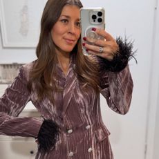 Judith Jones in velvet suit