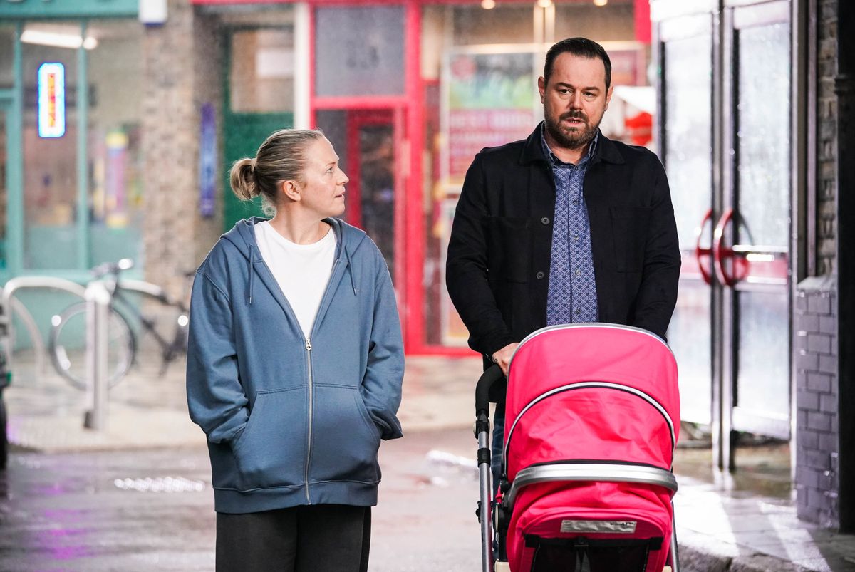 Mick Carter takes Linda Carter for a walk