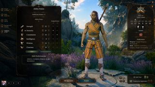 A half-orc monk on the character creator screen in Baldur's Gate 3.