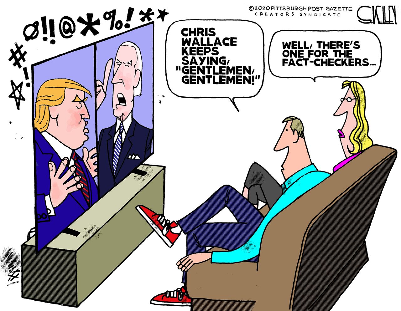 Political Cartoon U.S. Trump Biden debate