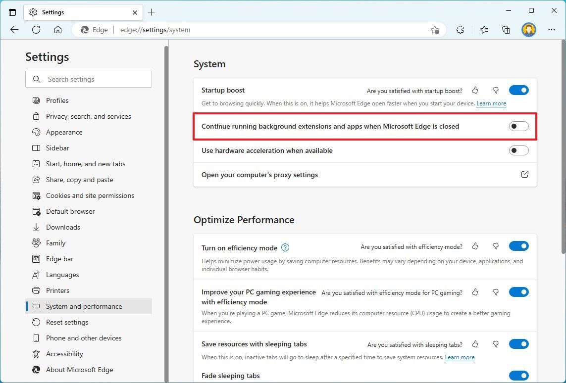 How to prevent Microsoft Edge from running in background on Windows 11