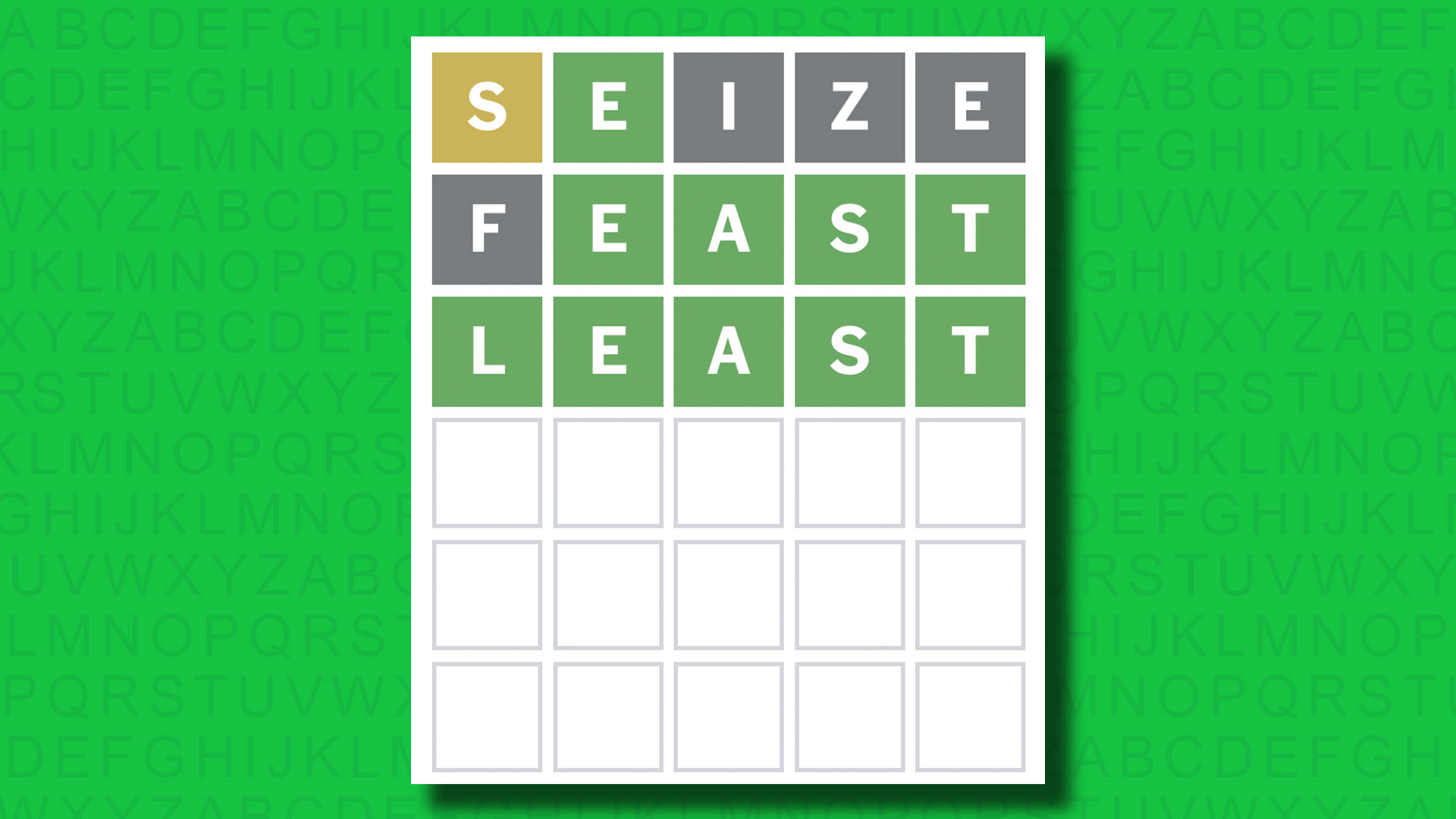 NYT Wordle answer for game 1535 on a green background