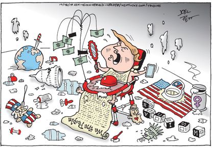 Political Cartoon U.S. Trump Childishness Constitution
