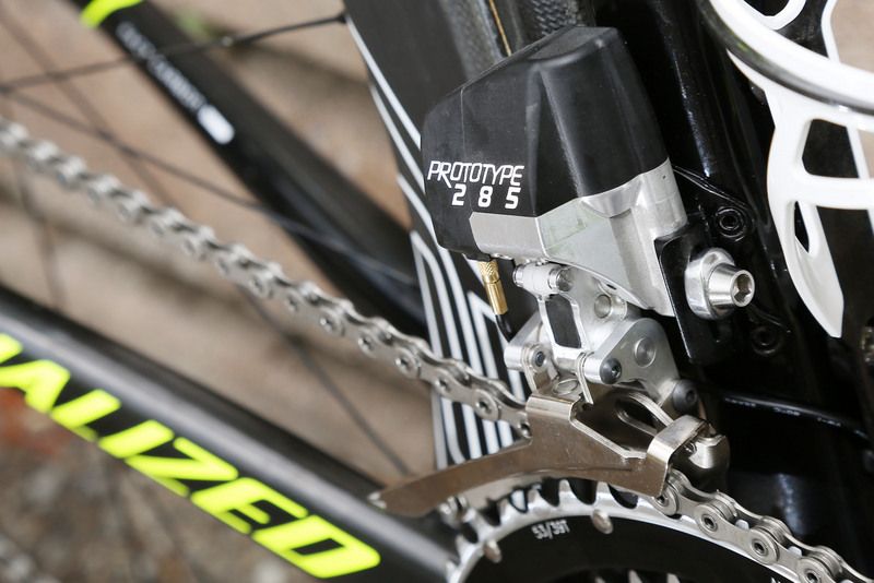 The front mech on the Tinkoff-Saxo bike was prototype number 285
