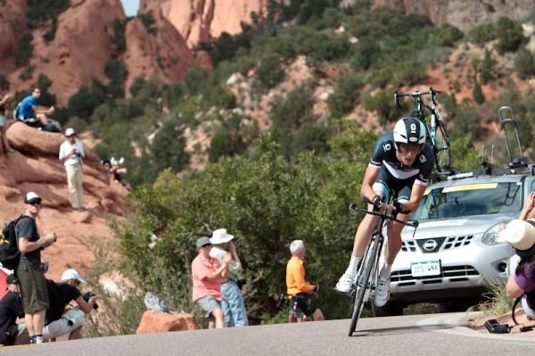 Frank Schleck (Leopard-Trek) staying aero up over the climb.
