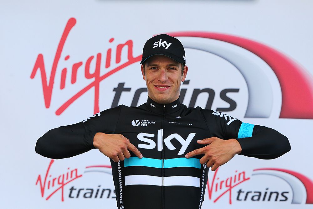 Danny Van Poppel (Team Sky) on the stage 2 podium