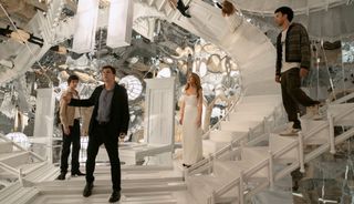 (From L to R) Dave Franco as Jack Wilder, Jesse Eisenberg as Daniel Atlas, Isla Fisher as Henley Reeves, Justice Smith as Charlie in Now You See Me Now You Don't