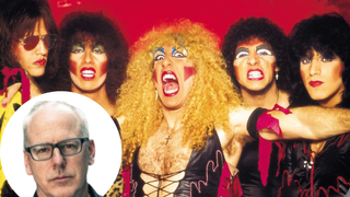 A photo of Twisted Sister with Greg Graffin's face included