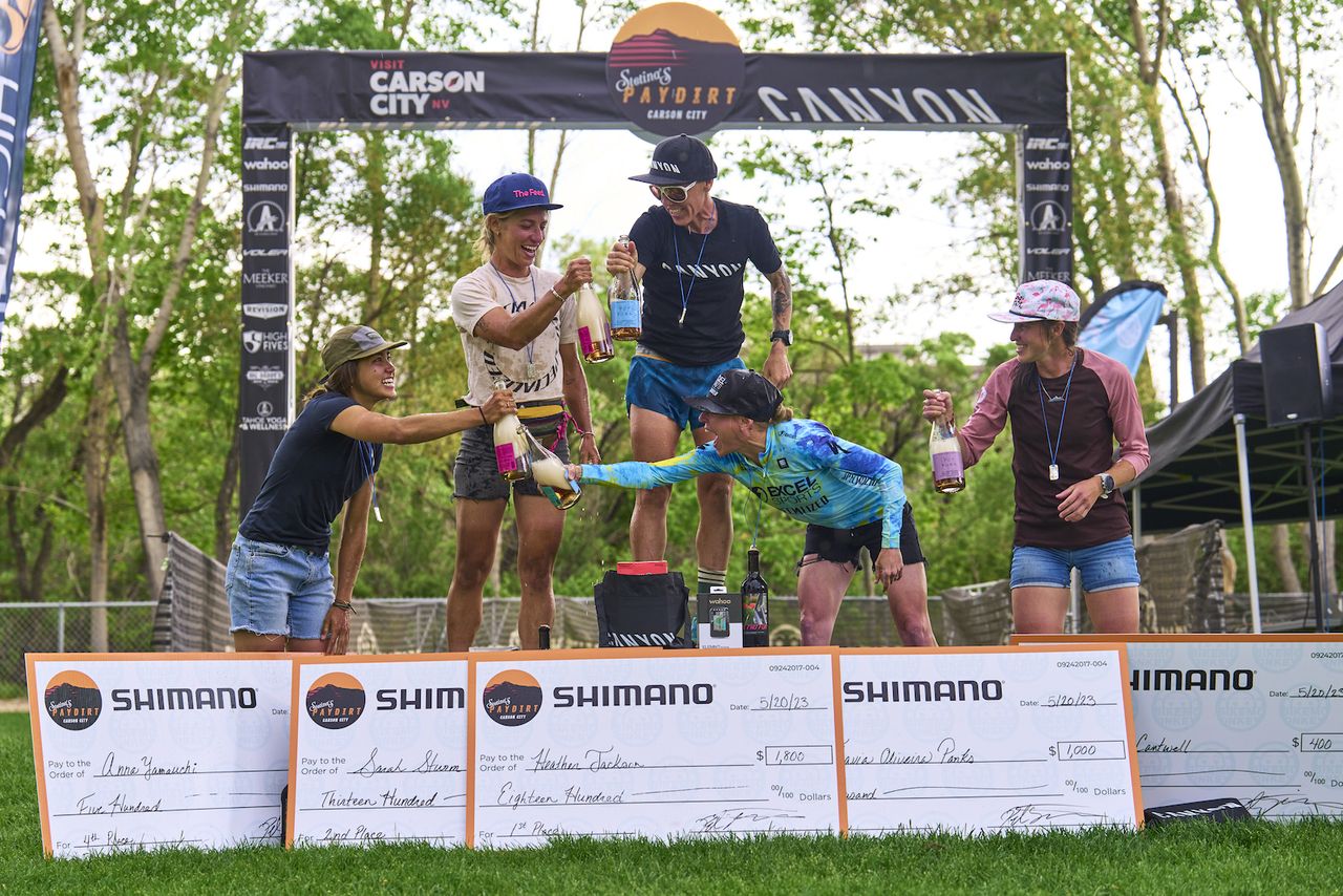 Women's 2023 podium, Heather Jackson taking the win